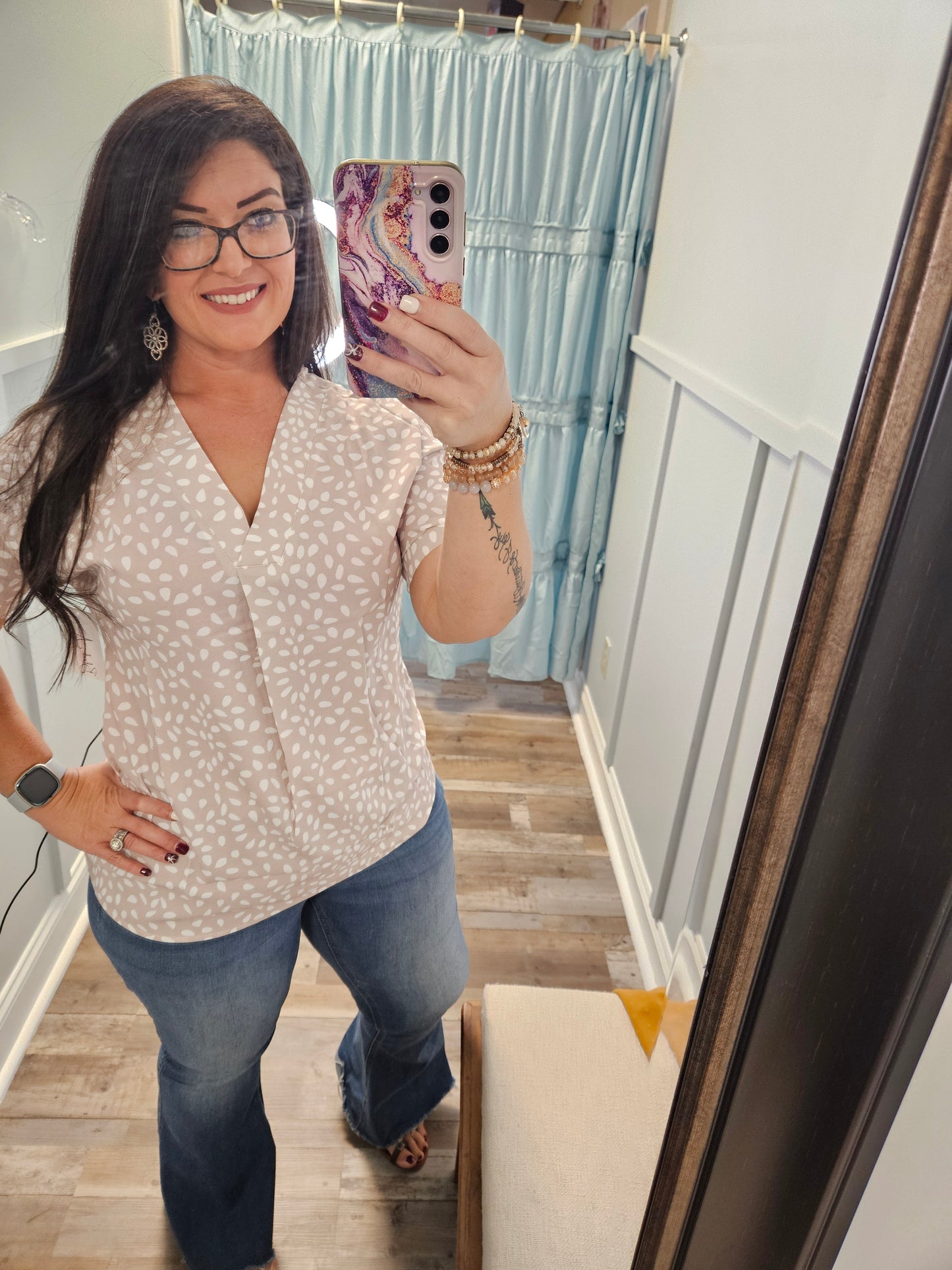 Apricot Animal V-Neck Top