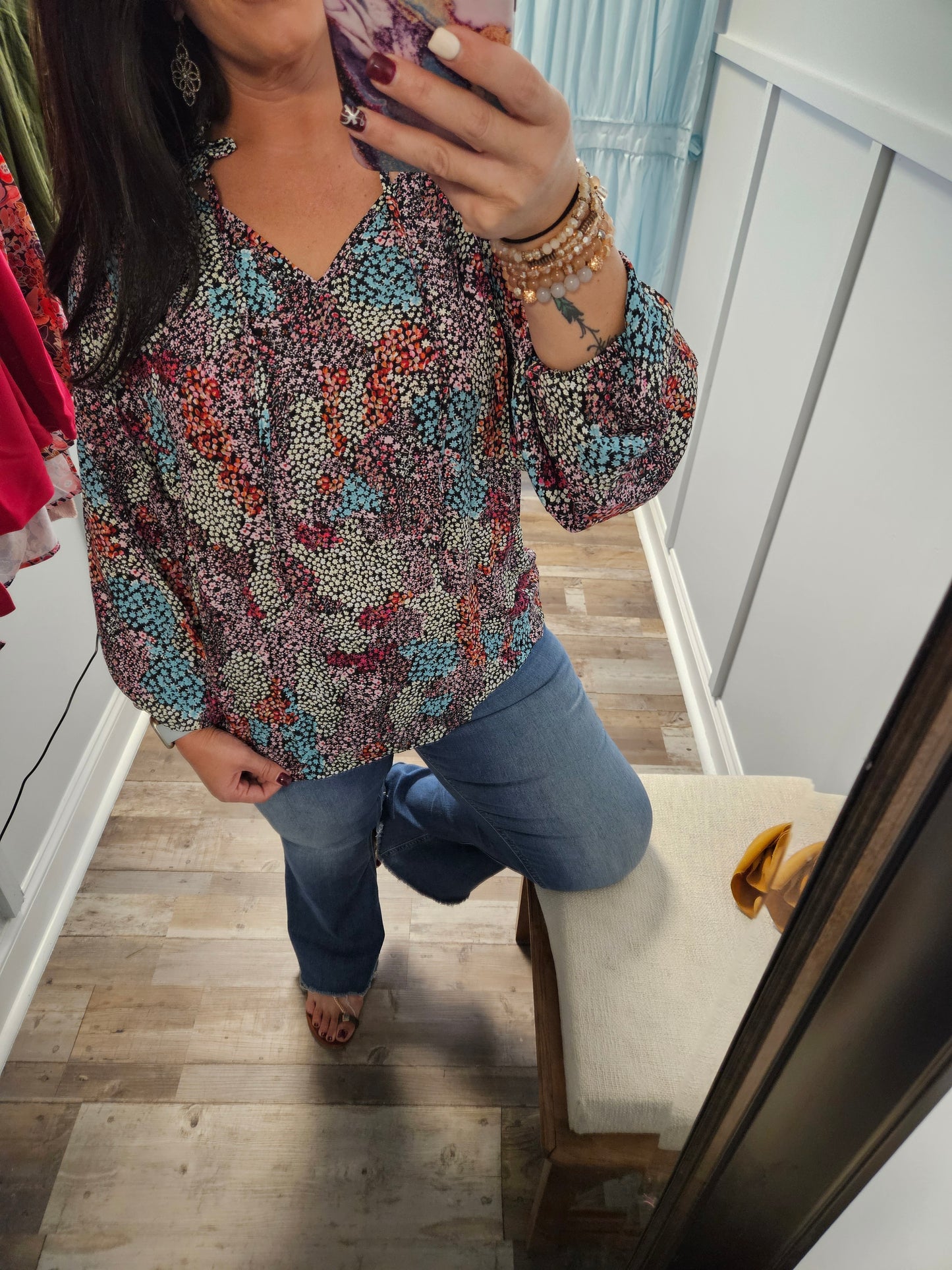 Floral Tie V-Neck