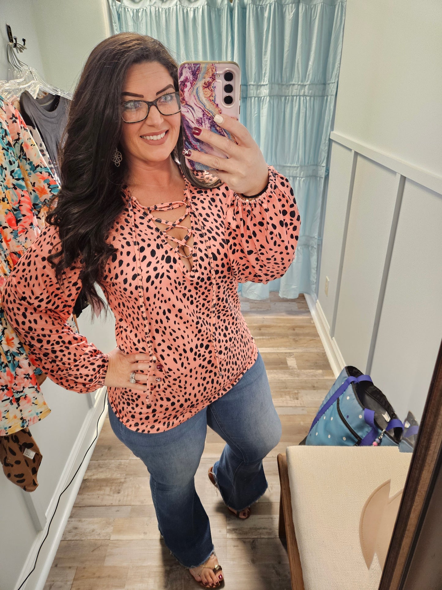 Plus Leopard V-Neck Top