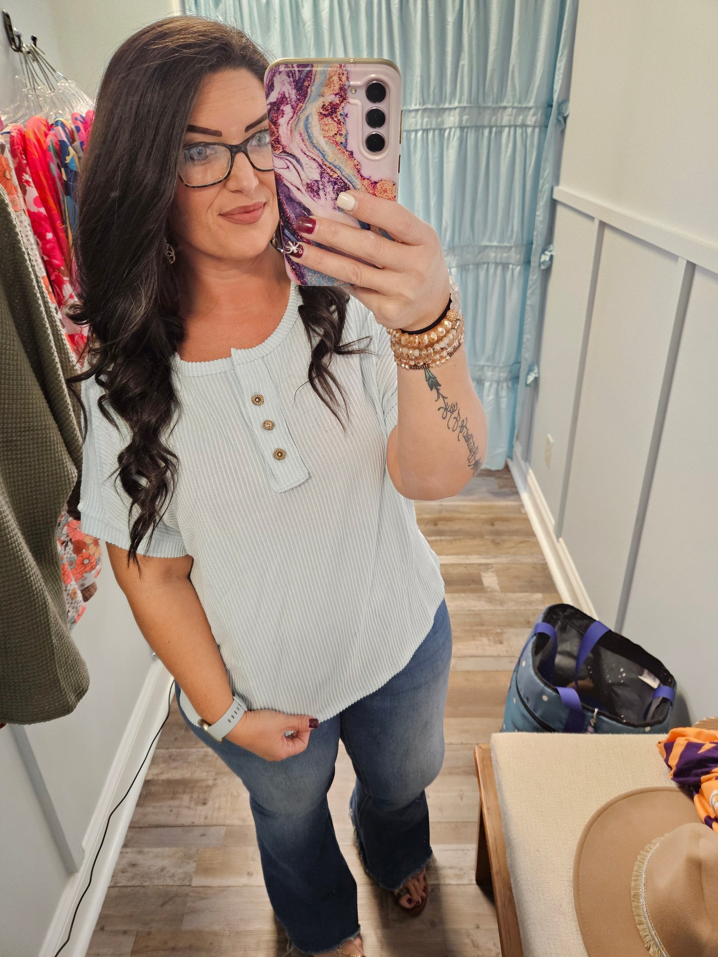 Plus Blue Cableknit top