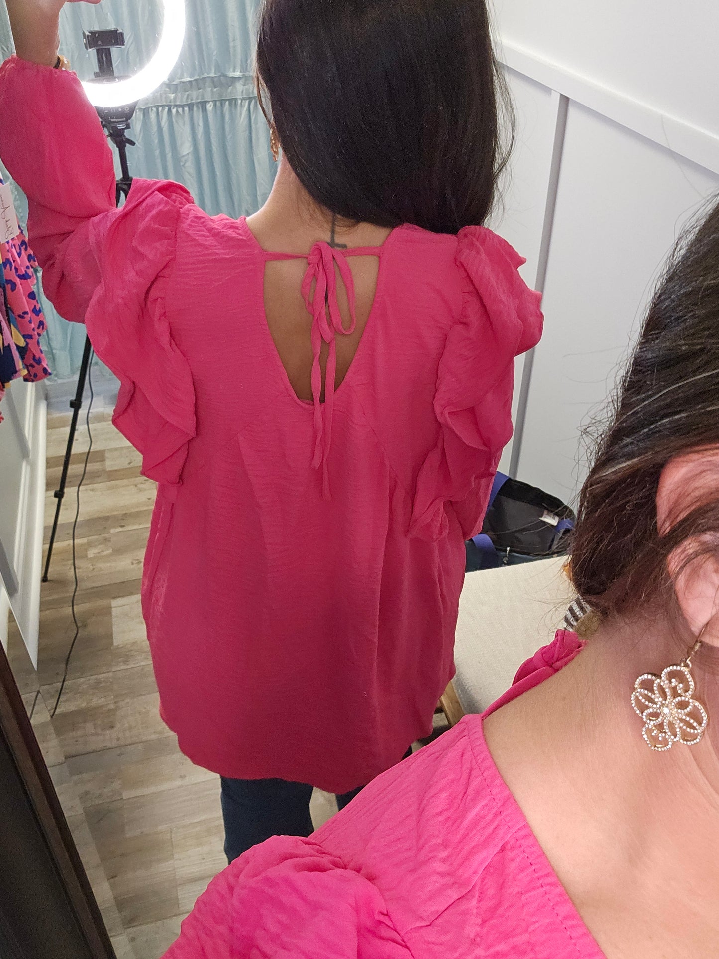 Plus Pink Ruffle Blouse