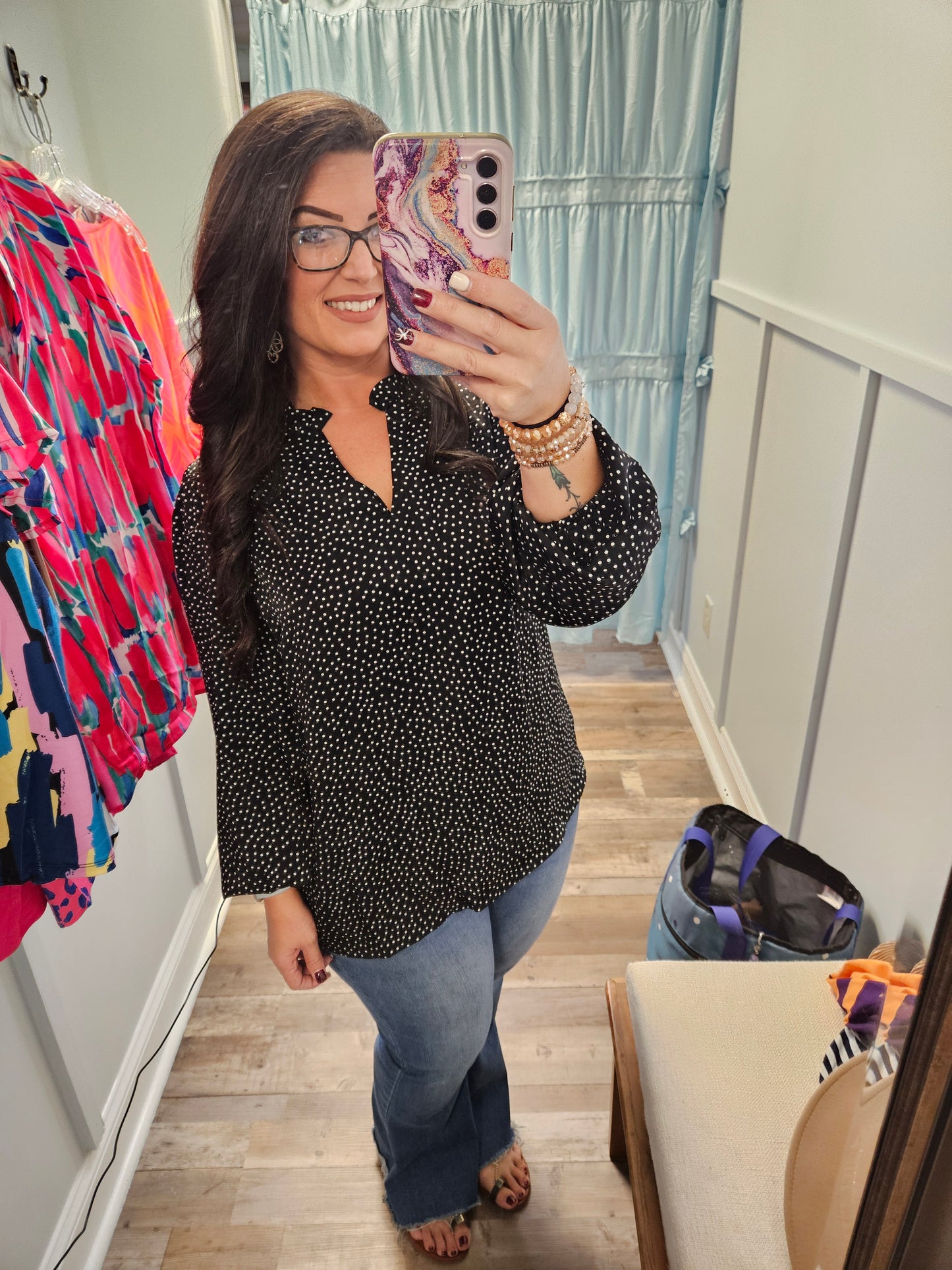 Plus Black Polka Dot Top