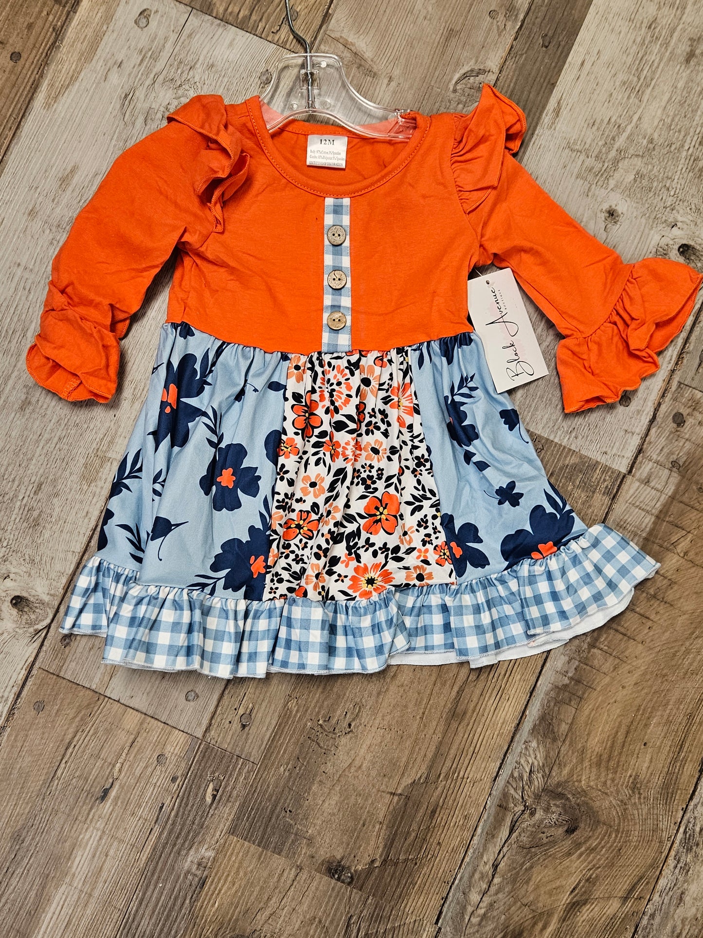 Orange Blue Floral Dress