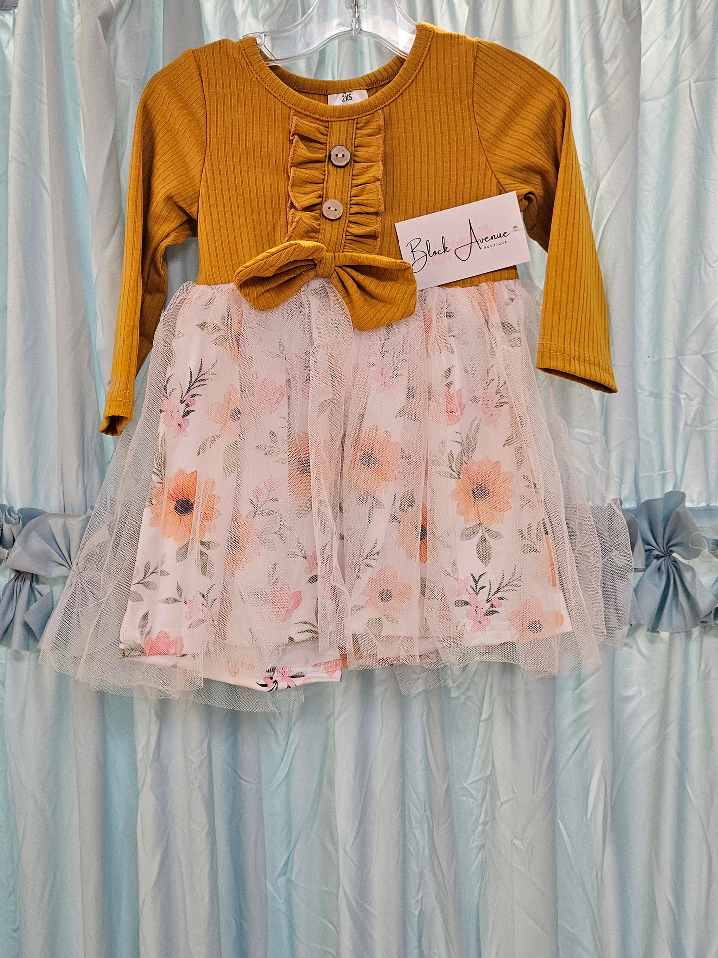 Mustard Floral Dress