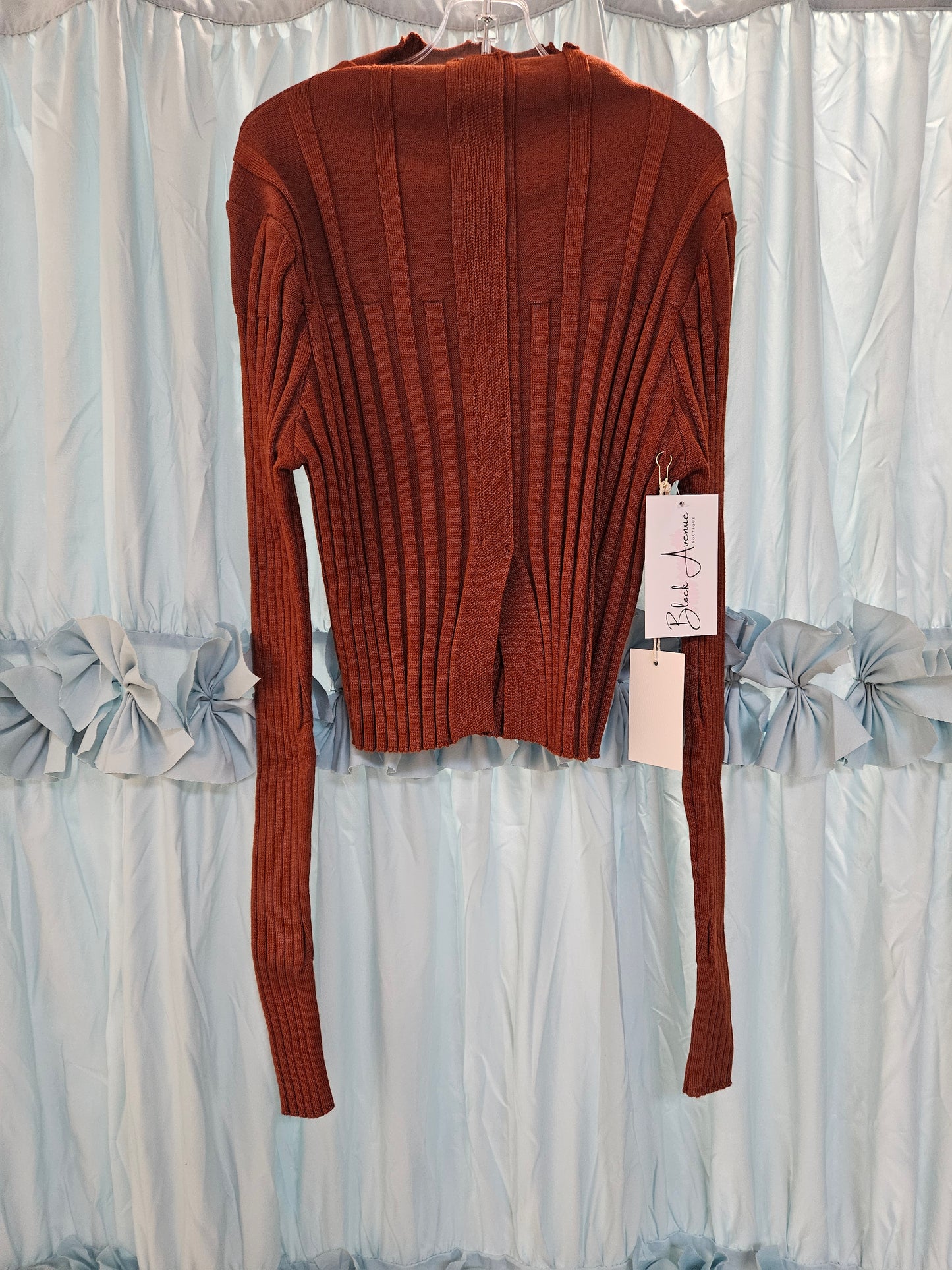 Teens Rust Ribbed Crop Sweater
