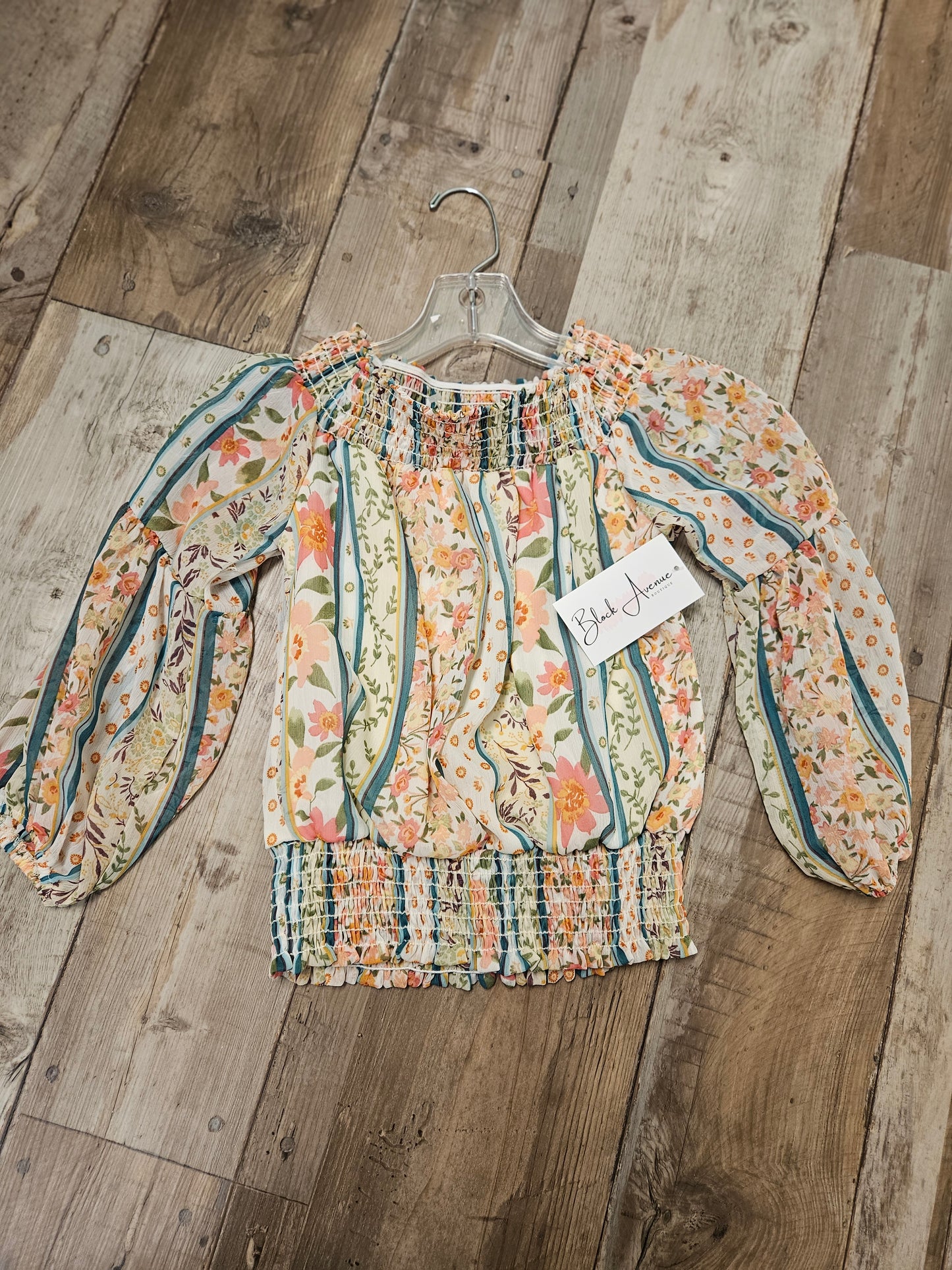 Girls Floral Ruched Hem Top