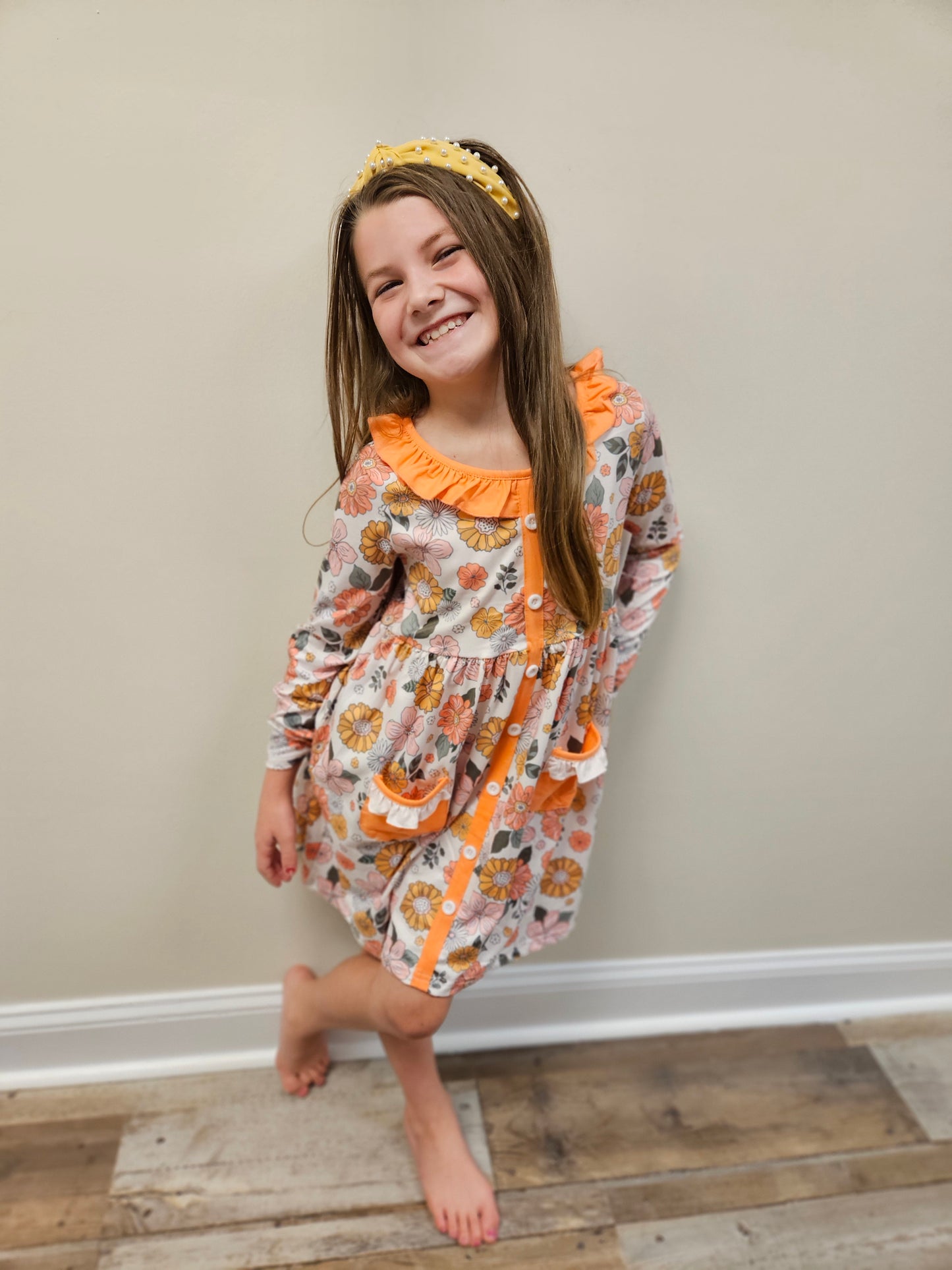 Peach Floral Dress