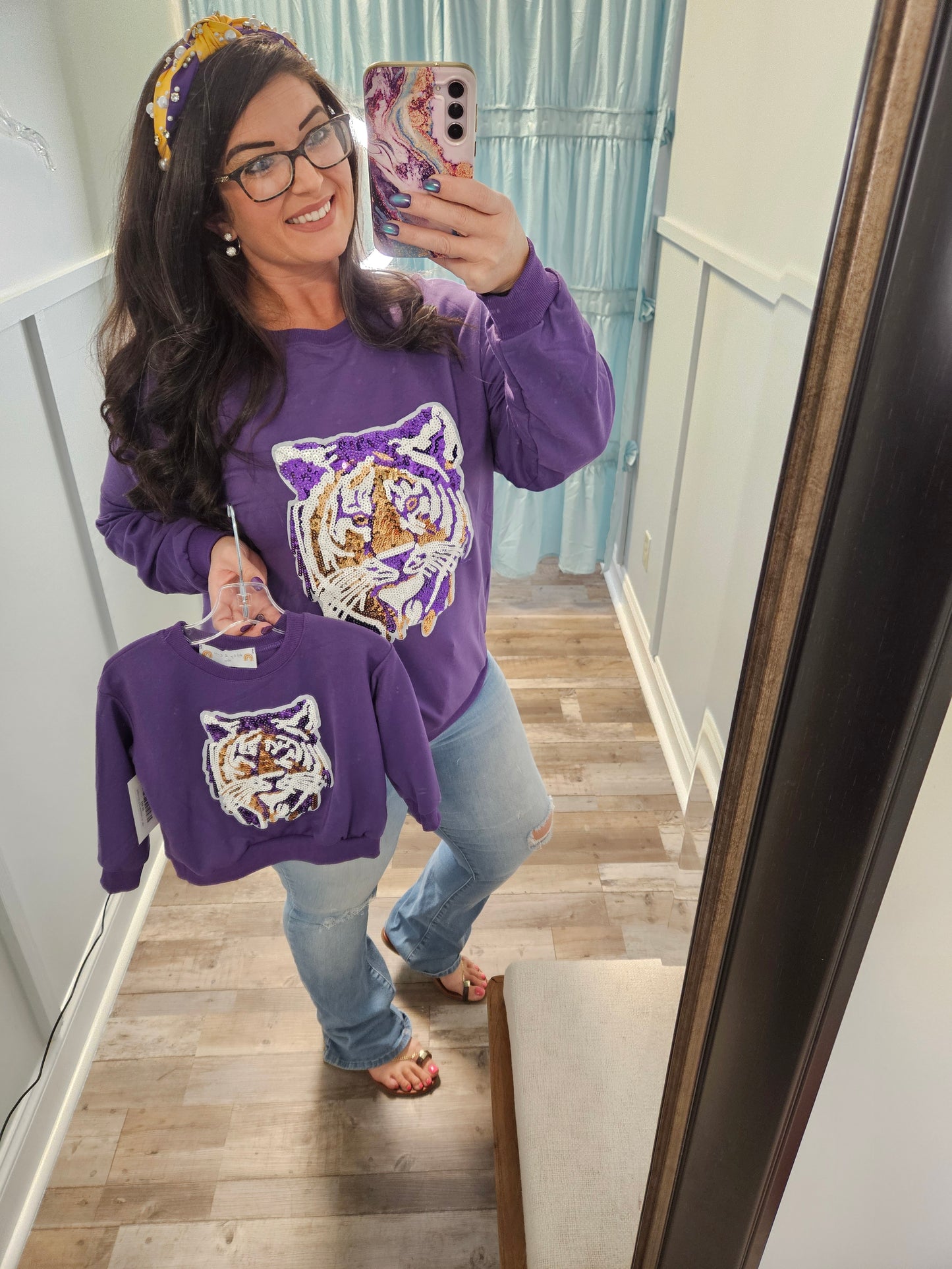 LSU Sequin Tiger Sweatshirt