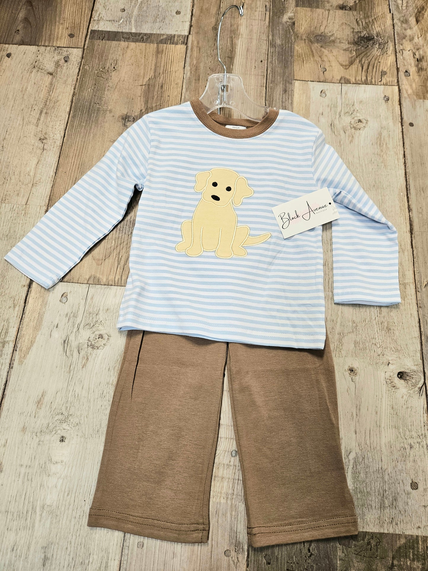 Blue Stripe Puppy Boy Set