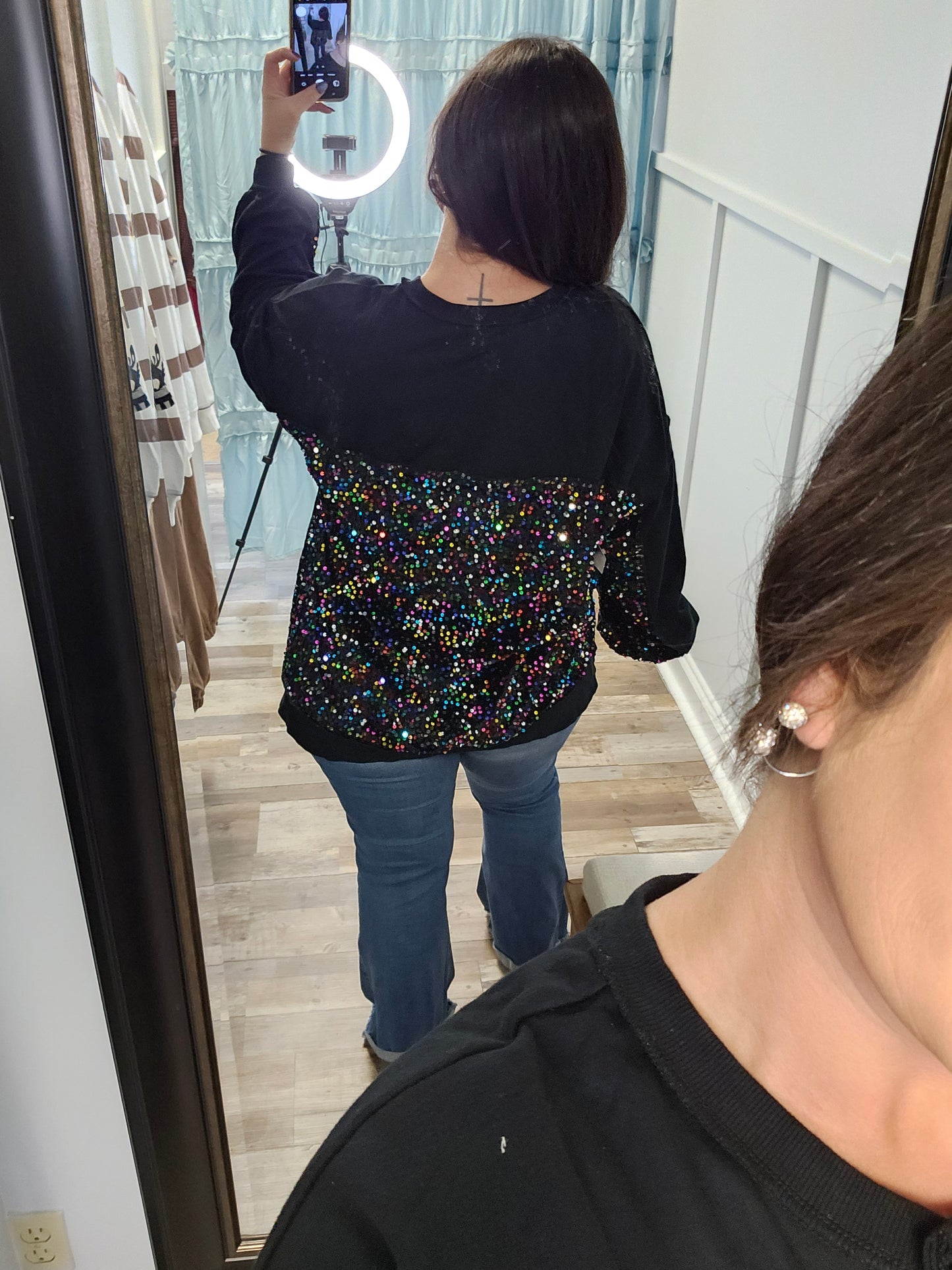 Black w Multicolor Sequins Top