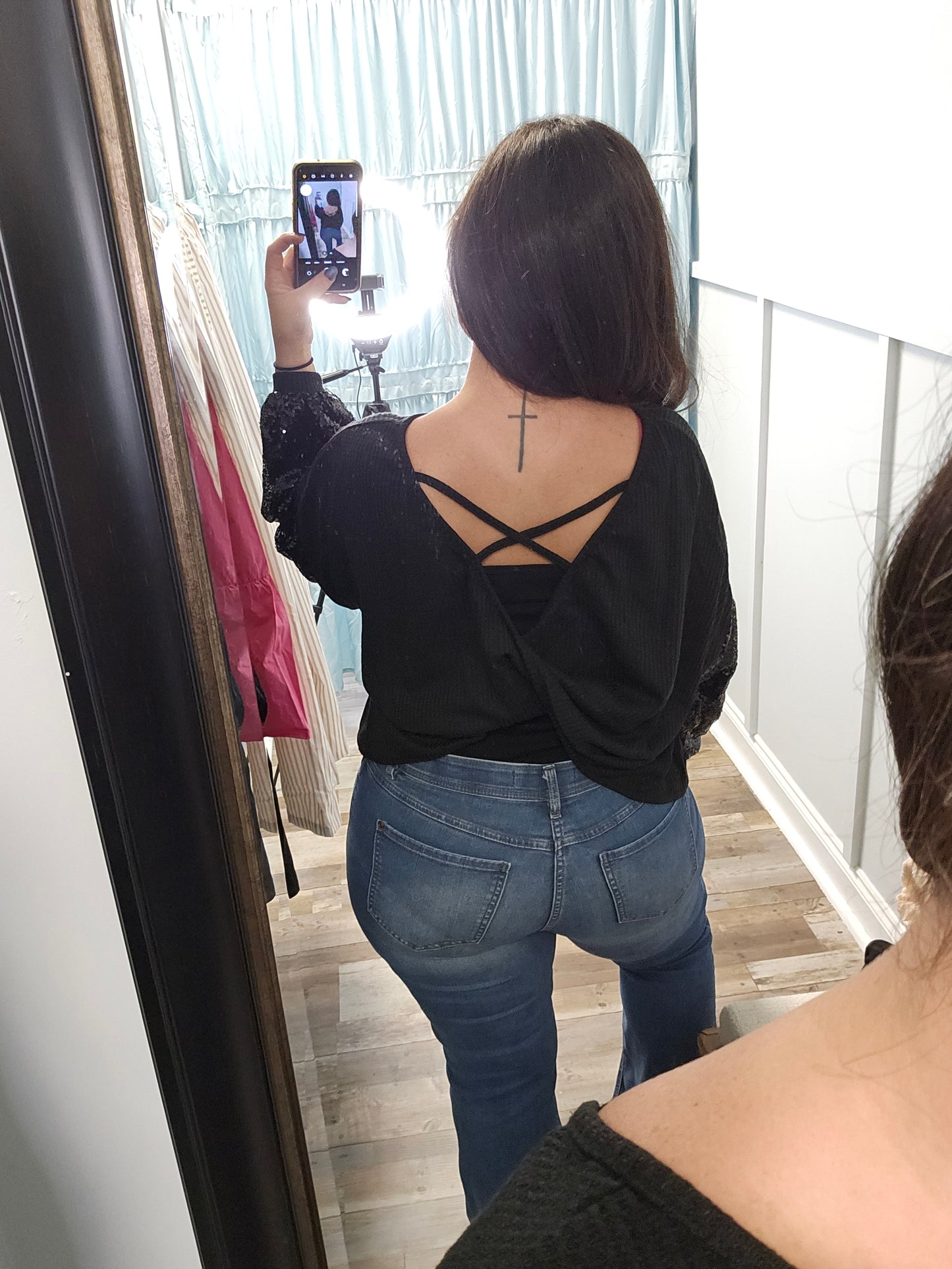 Distressed Hem Flare Jeans