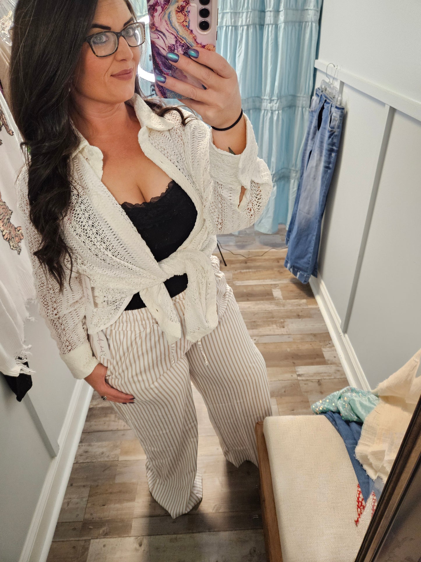Beige Lace Crochet Oversized Tunic