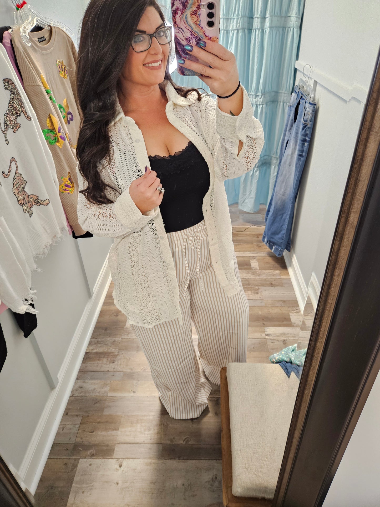 Beige Lace Crochet Oversized Tunic