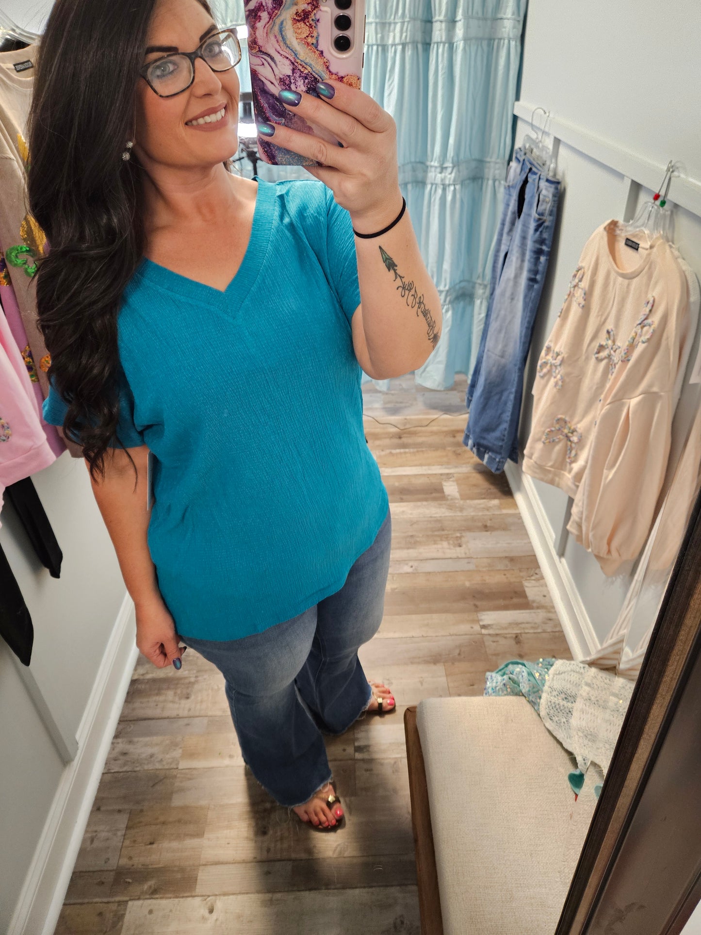 Blue Sapphire V-Neck Top