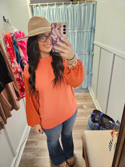 Burnt Orange Swiss Dot Top