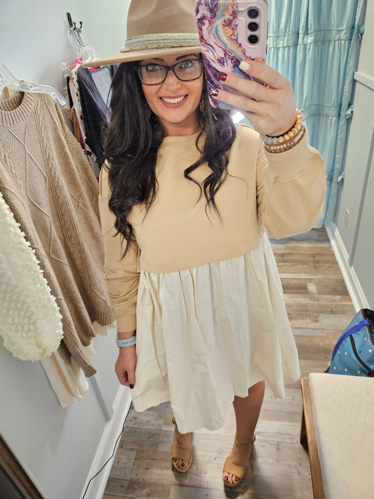 Khaki Sweatshirt Dress