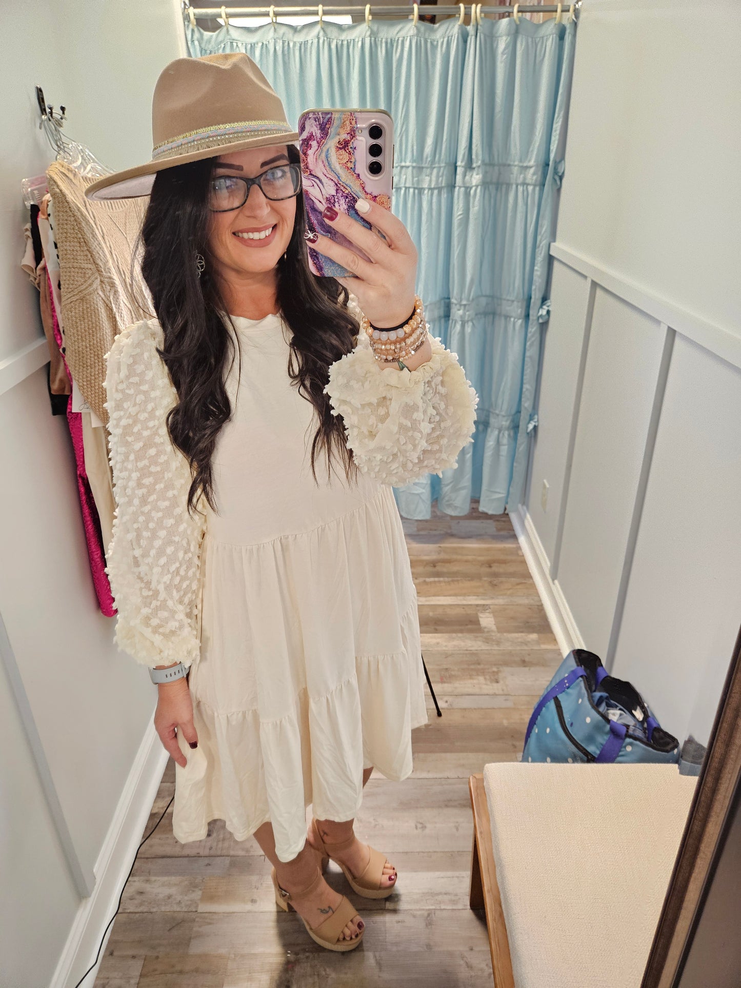 Ivory Puff Sleeve Dress