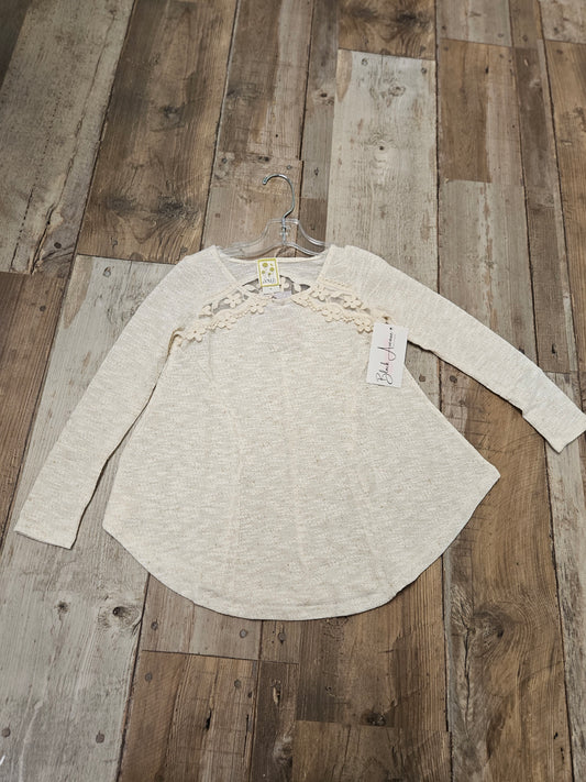 Girls Oatmeal Embroidered Lace Top