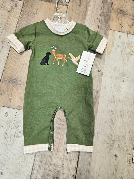 Gingham Hunting Boy Romper