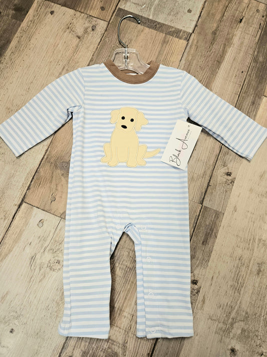 Blue Stripe Puppy Romper