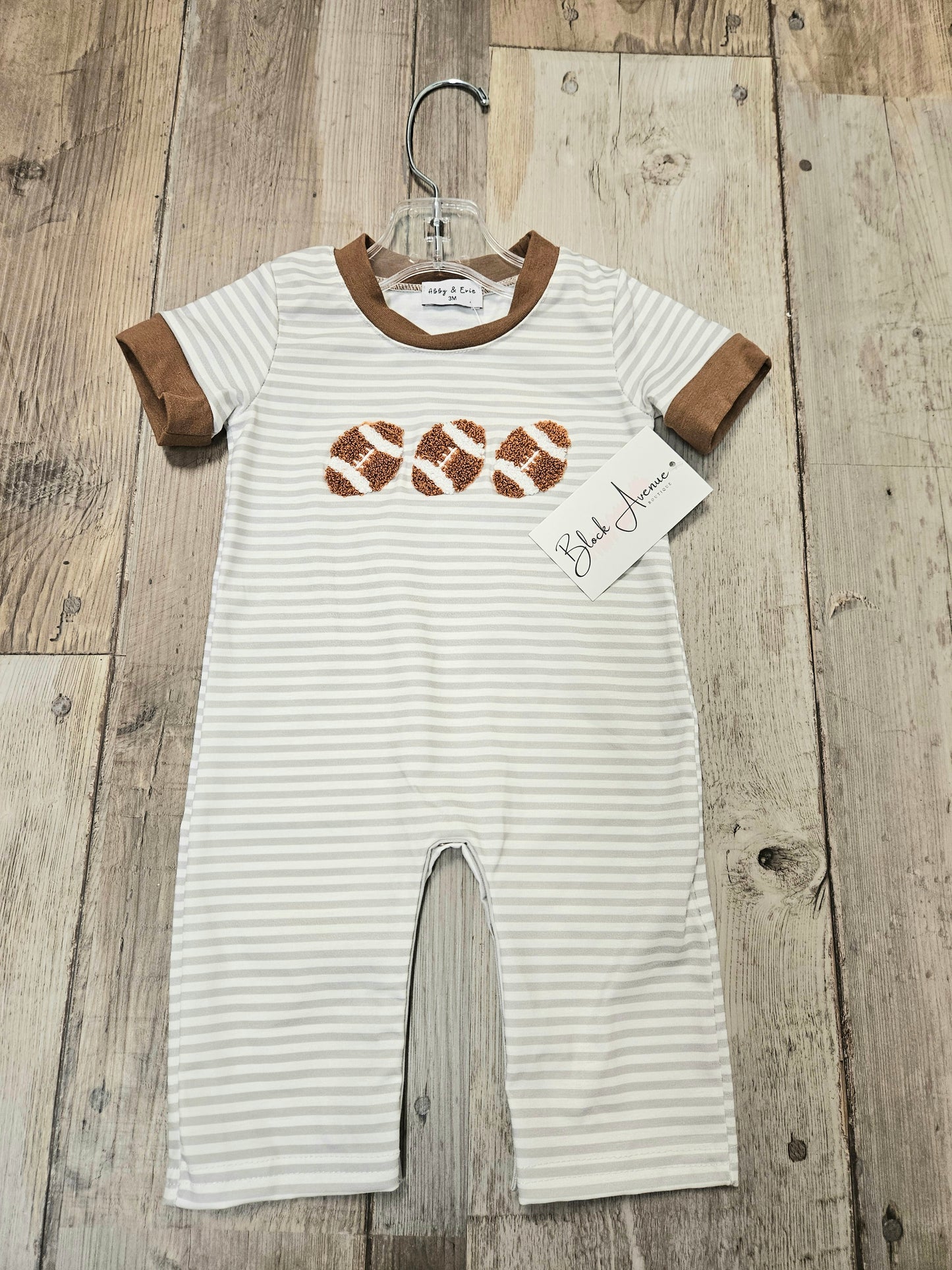 Football French Knot Boy Romper