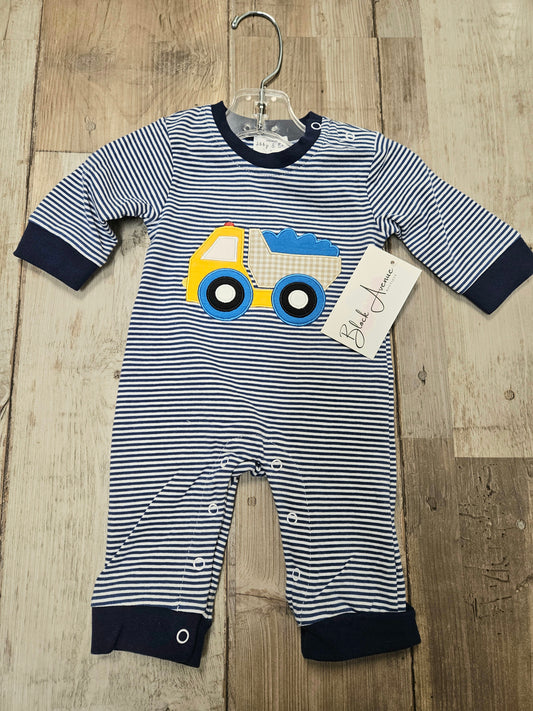 Navy Stripe Truck Romper