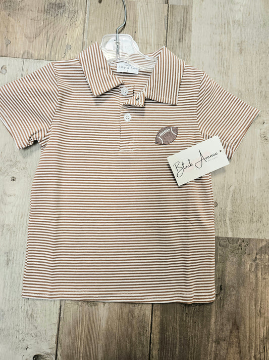 Boys Khaki Stripe Football Polo