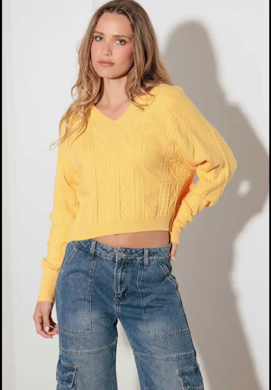 Teens Yellow Crop Sweater