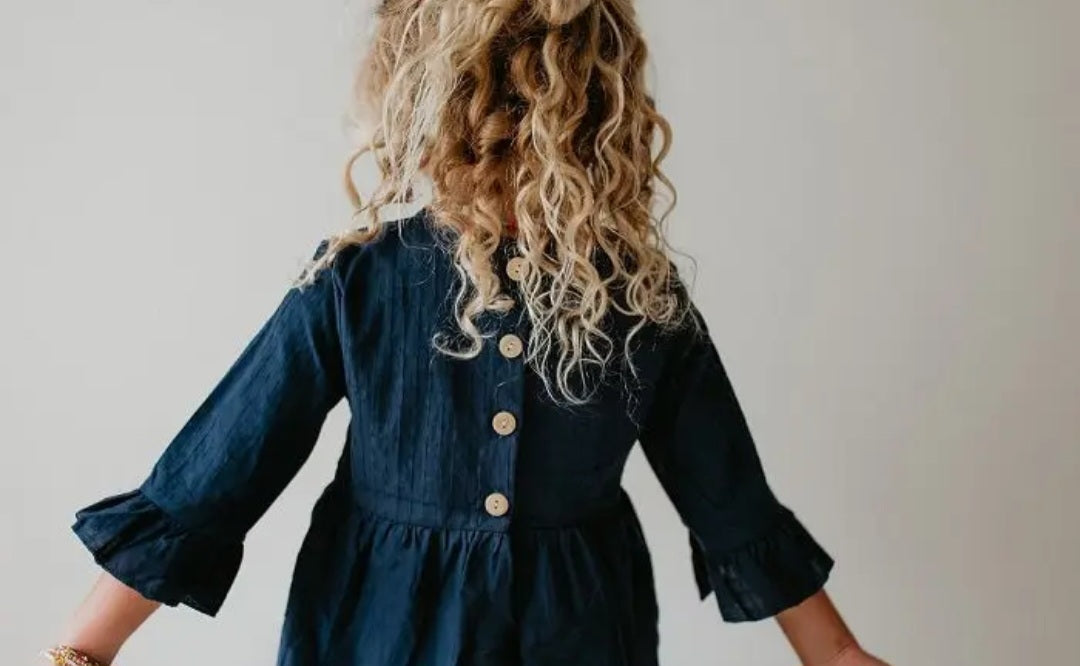 Navy Ruffle w Buttons