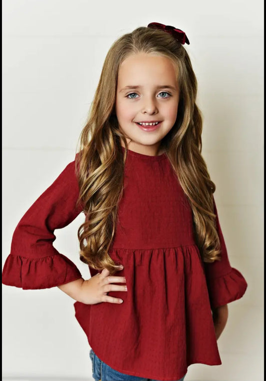 Wine Ruffle Top