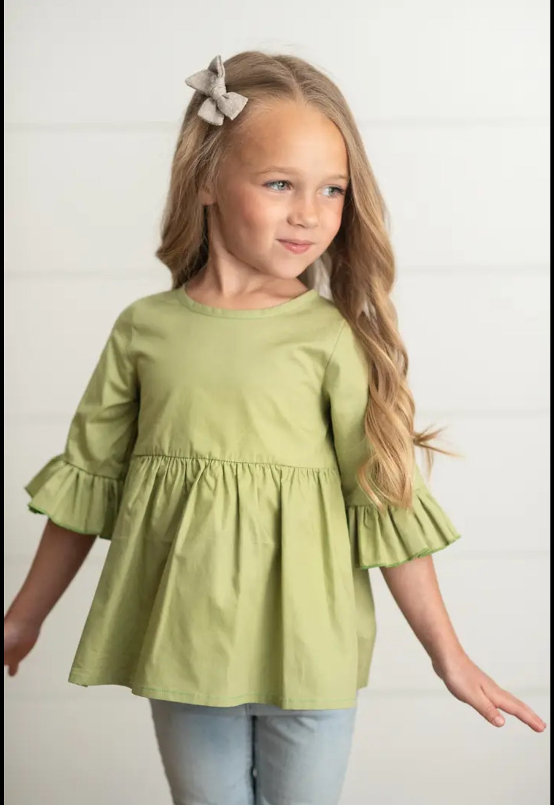 Sage Ruffle w Buttons